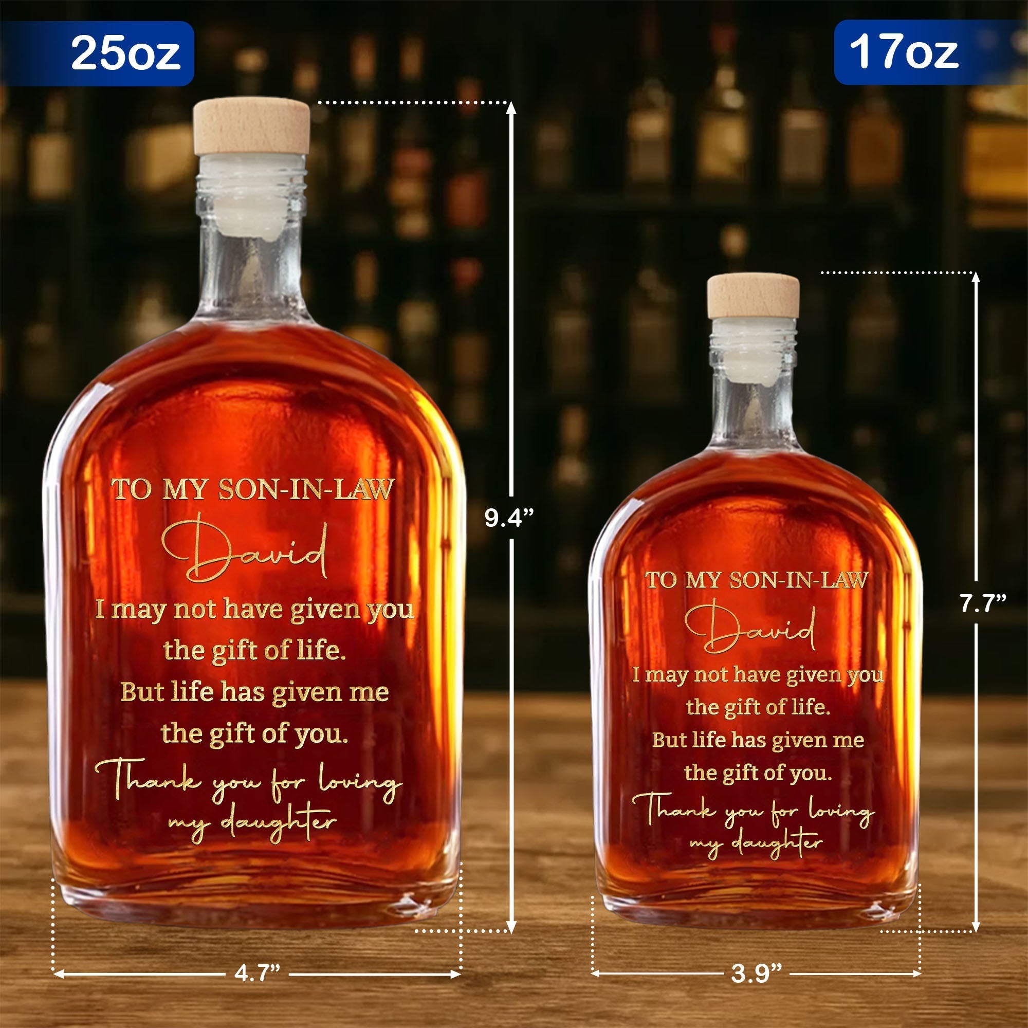 Personalized Whiskey Bottle Custom Gift for Son-in-Law