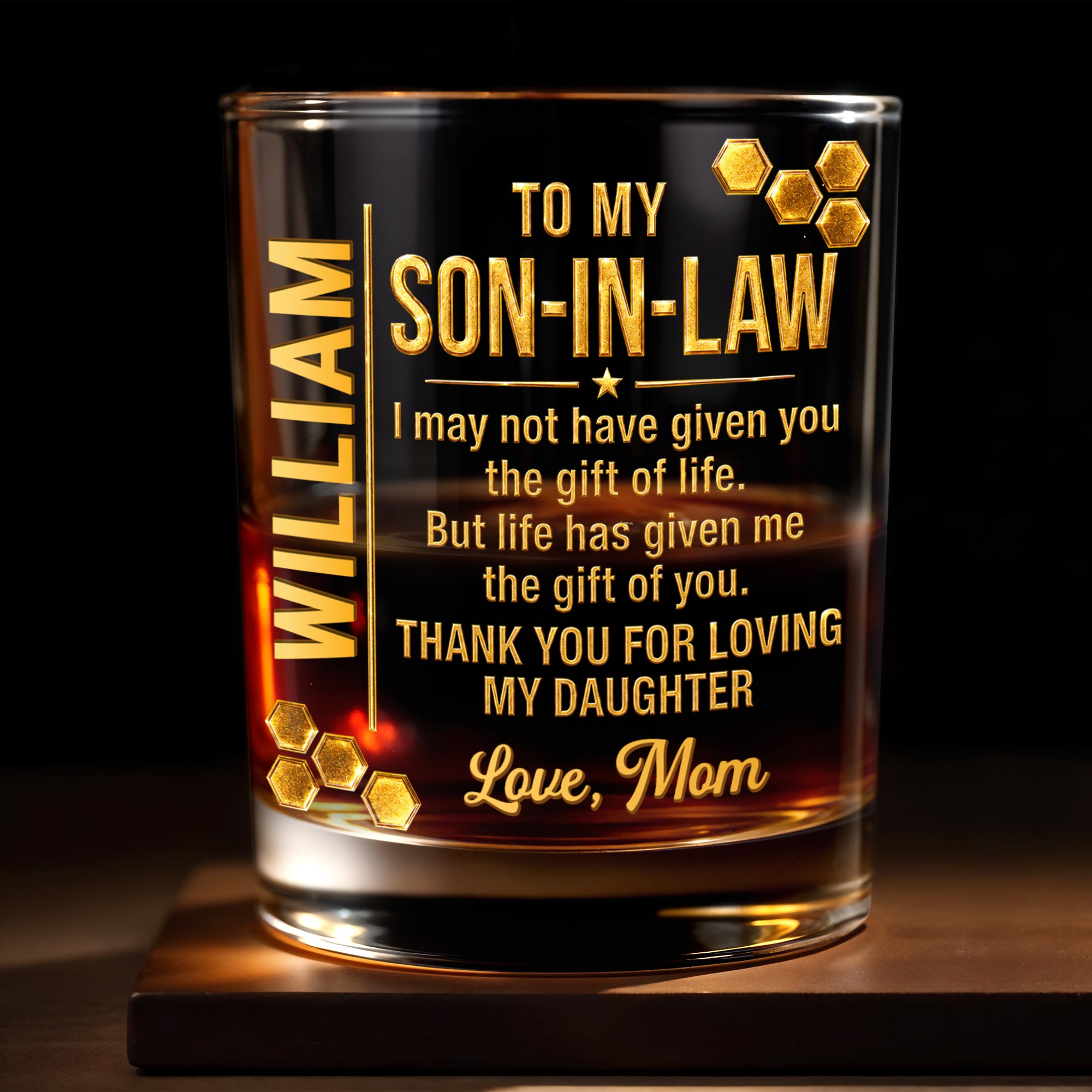 Personalized Custom Whiskey Glass Gift for Son-in-Law - 8oz/11oz