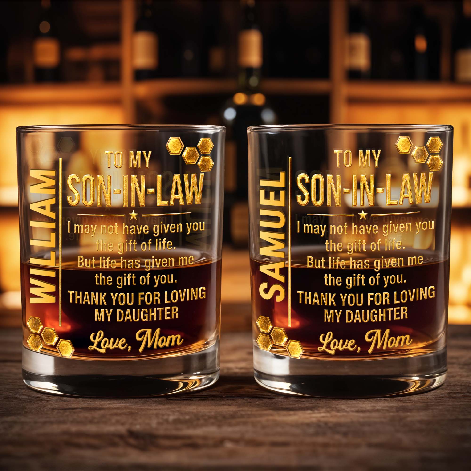 Personalized Custom Whiskey Glass Gift for Son-in-Law - 8oz/11oz