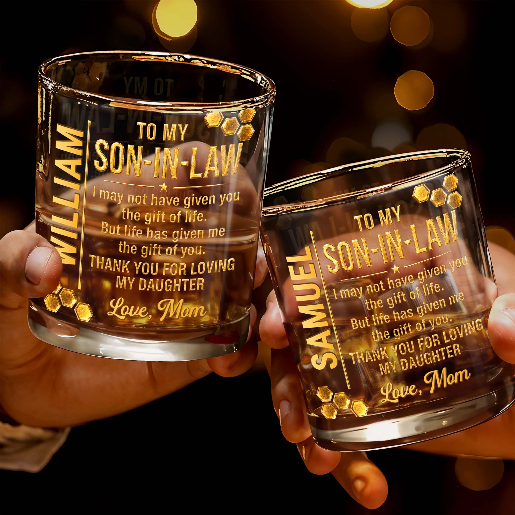 Personalized Custom Whiskey Glass Gift for Son-in-Law - 8oz/11oz