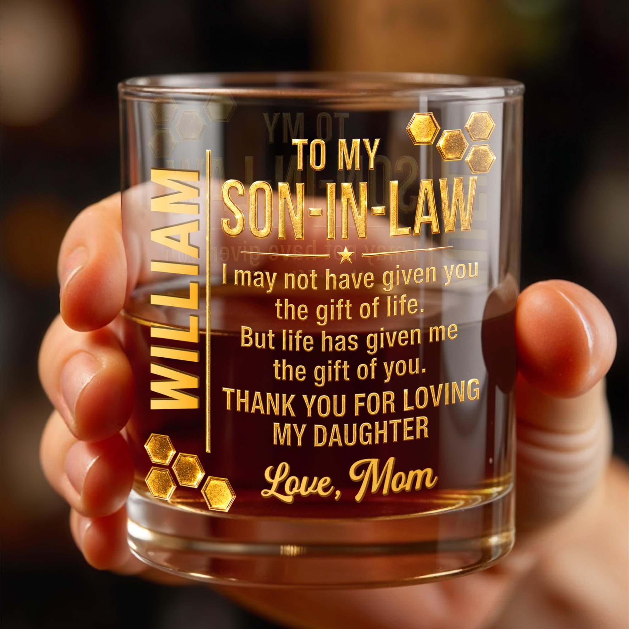 Personalized Custom Whiskey Glass Gift for Son-in-Law - 8oz/11oz