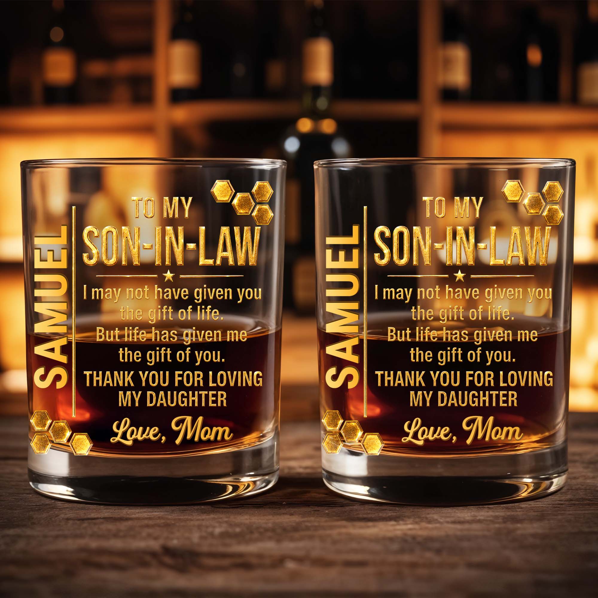 Personalized Custom Whiskey Glass Gift for Son-in-Law - 8oz/11oz