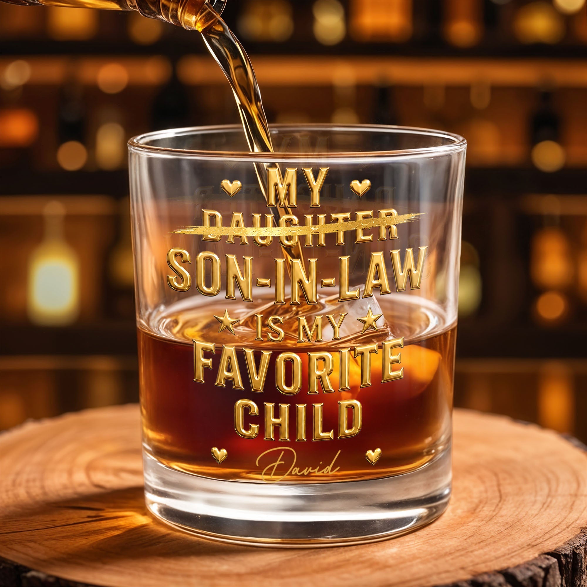 Personalized Whiskey Glass Custom Name Gift for Son-in-Law