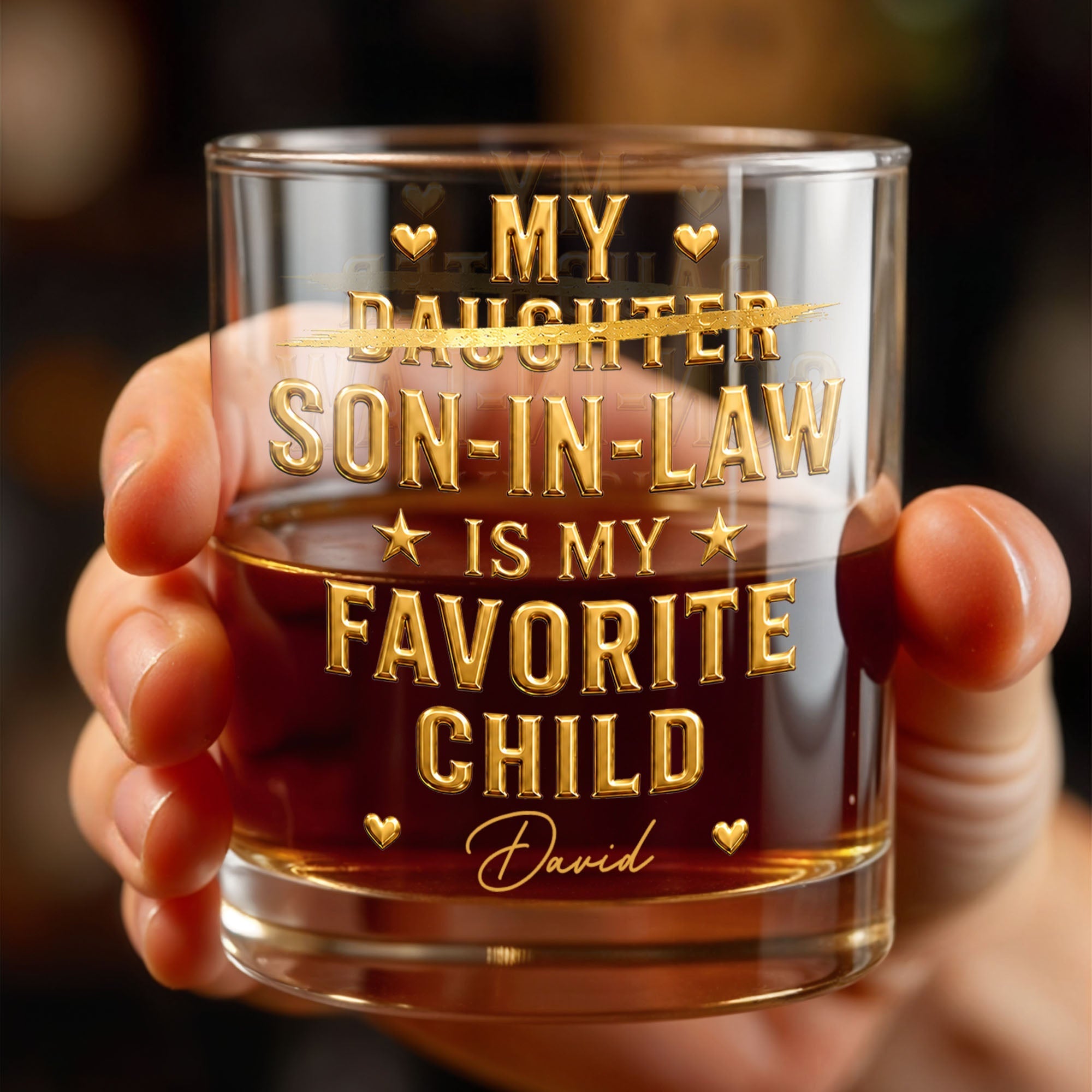 Personalized Whiskey Glass Custom Name Gift for Son-in-Law