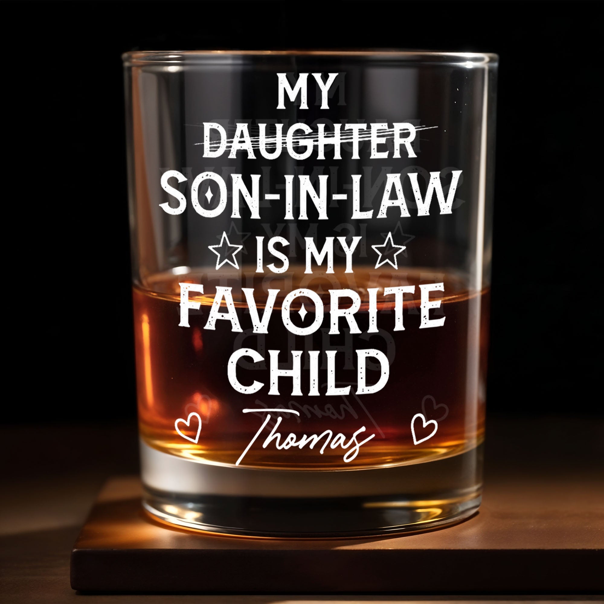 Personalized Whiskey Glass Custom Name Gift for Son-In-Law