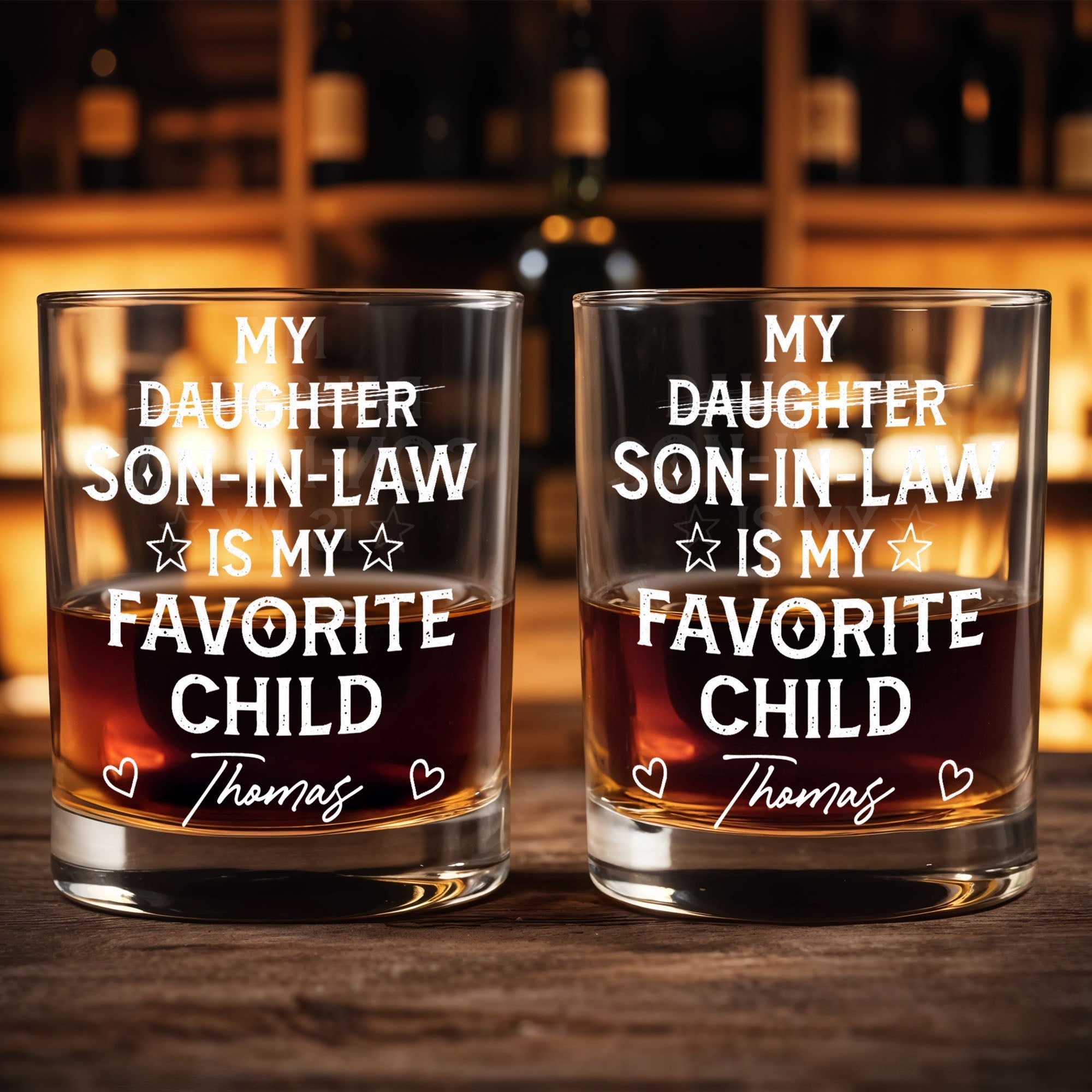Personalized Whiskey Glass Custom Name Gift for Son-In-Law