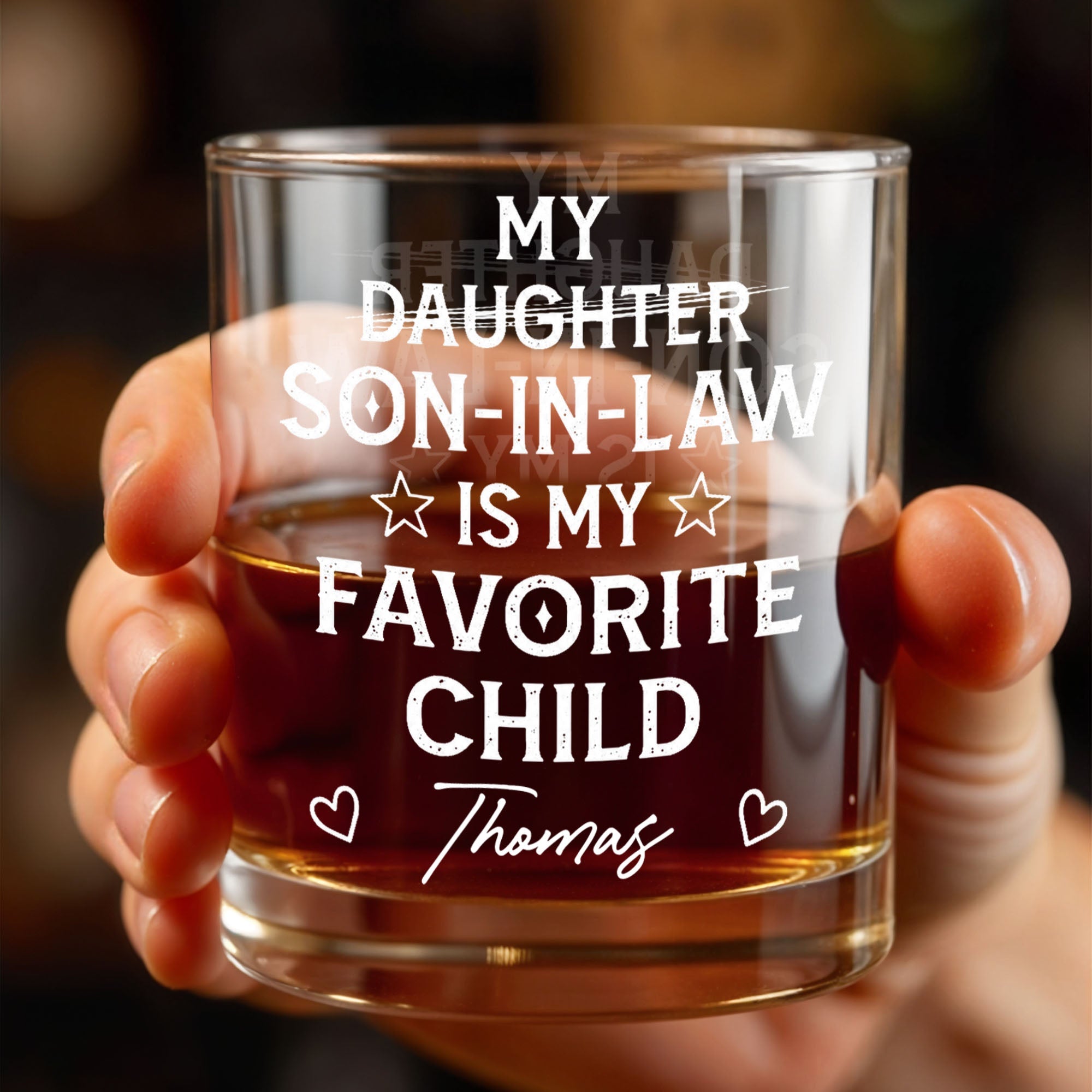Personalized Whiskey Glass Custom Name Gift for Son-In-Law