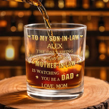Load image into Gallery viewer, Personalized Custom Whiskey Glass Gift for Son-in-Law - Heart &amp; Stars Design

