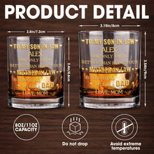 Load image into Gallery viewer, Personalized Custom Whiskey Glass Gift for Son-in-Law - Heart &amp; Stars Design
