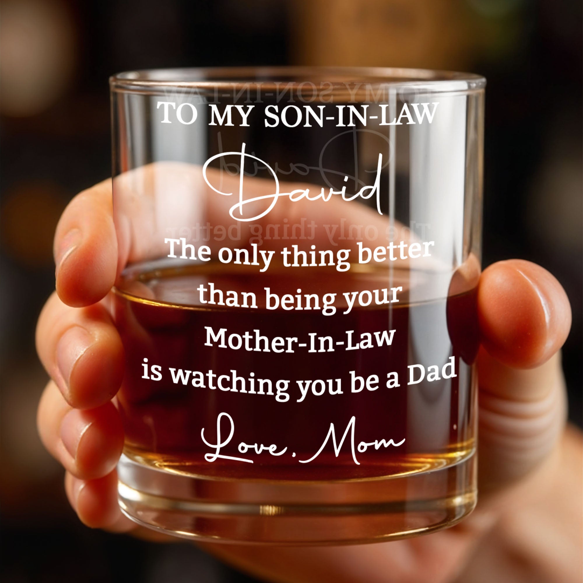 Personalized Whiskey Glass Custom Name Gift for Son-in-Law