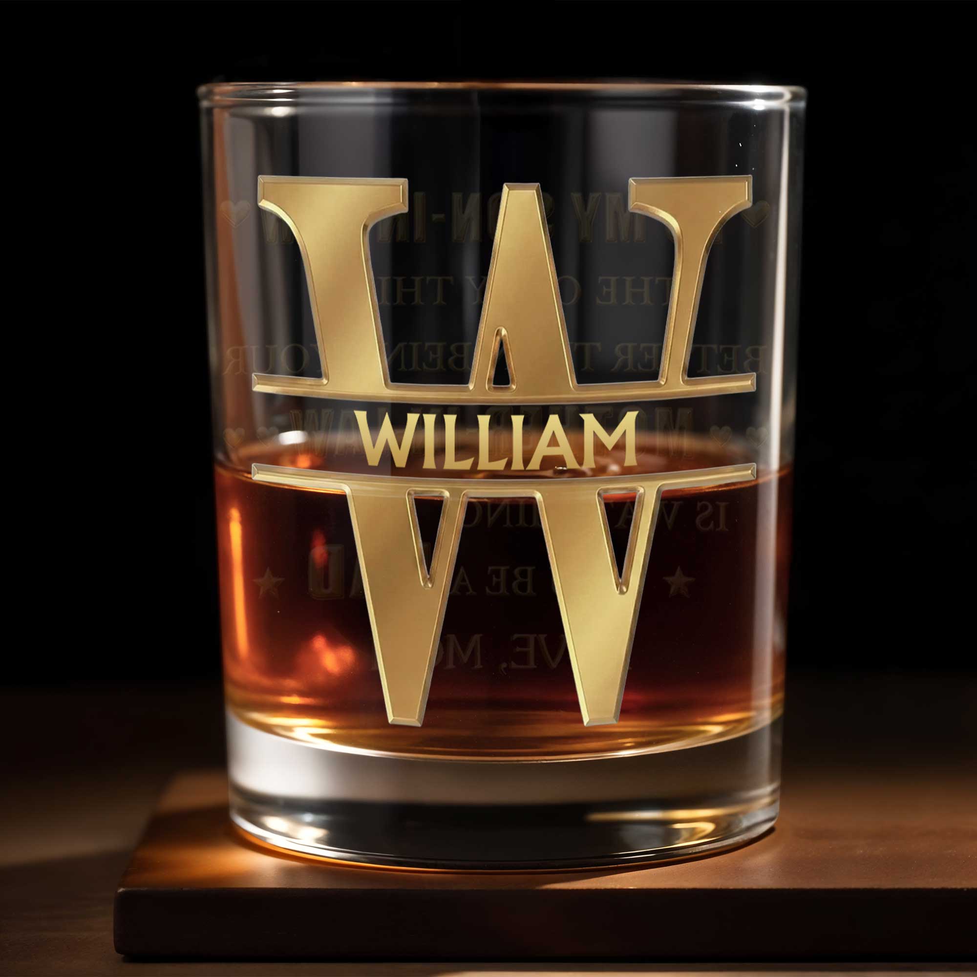 Personalized Whiskey Glass Custom Name Monogram Gift for Dad