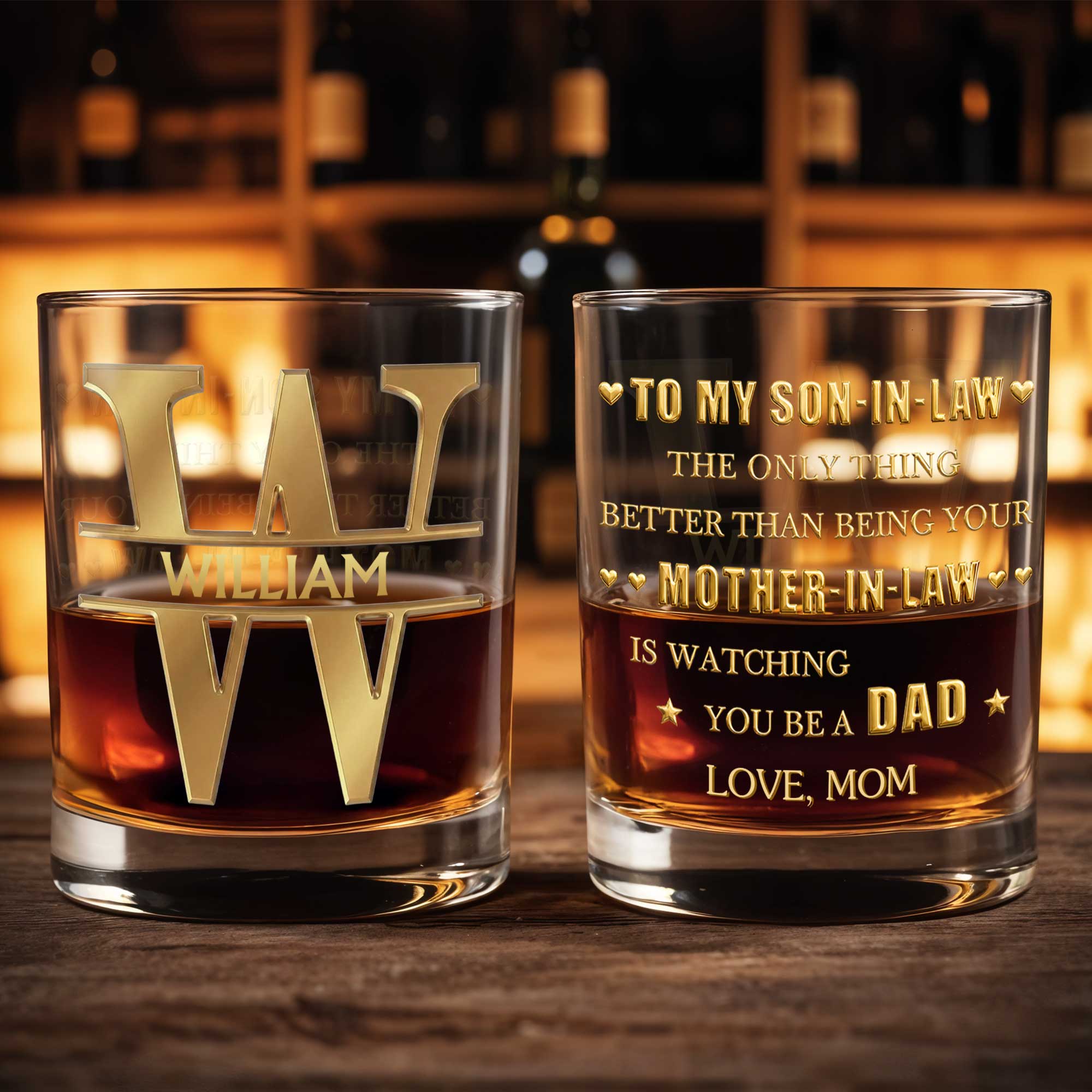 Personalized Whiskey Glass Custom Name Monogram Gift for Dad