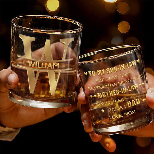 Personalized Whiskey Glass Custom Name Monogram Gift for Dad