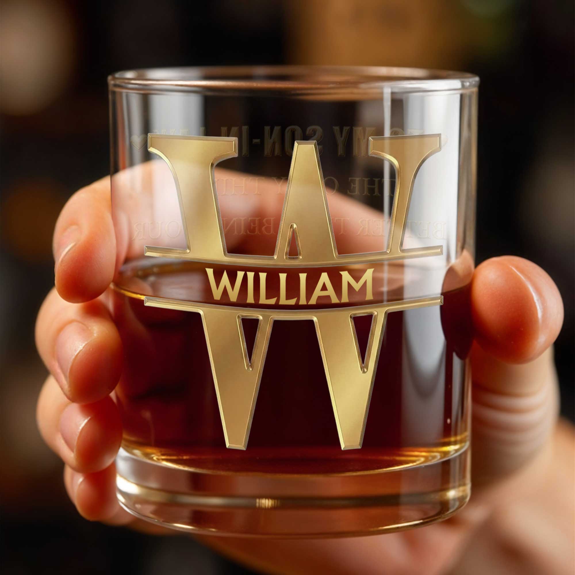 Personalized Whiskey Glass Custom Name Monogram Gift for Dad