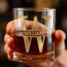 Load image into Gallery viewer, Personalized Whiskey Glass Custom Name Monogram Gift for Dad
