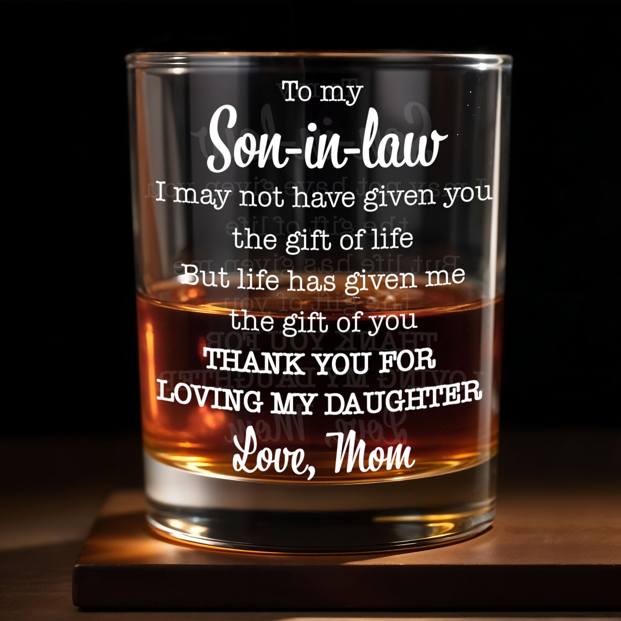 Personalized Custom Whiskey Glass Gift for Son-in-Law - 8oz & 11oz