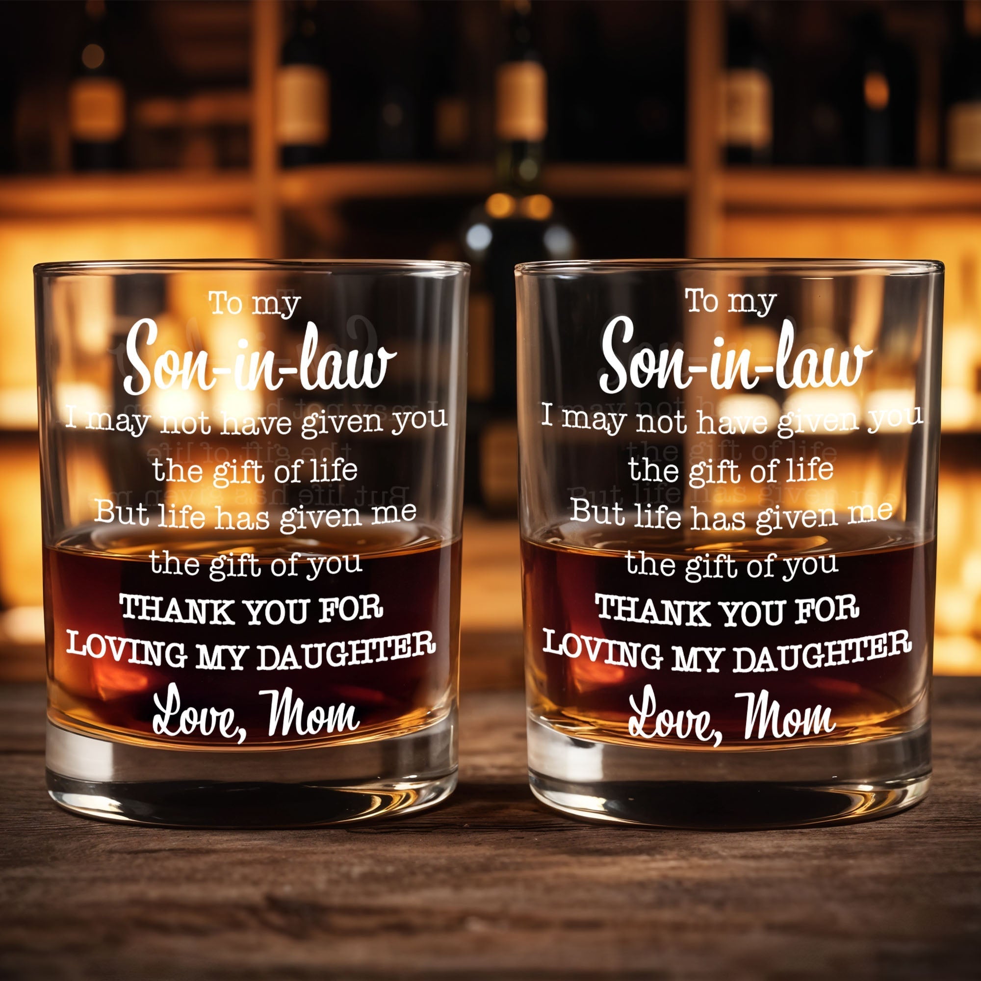 Personalized Custom Whiskey Glass Gift for Son-in-Law - 8oz & 11oz