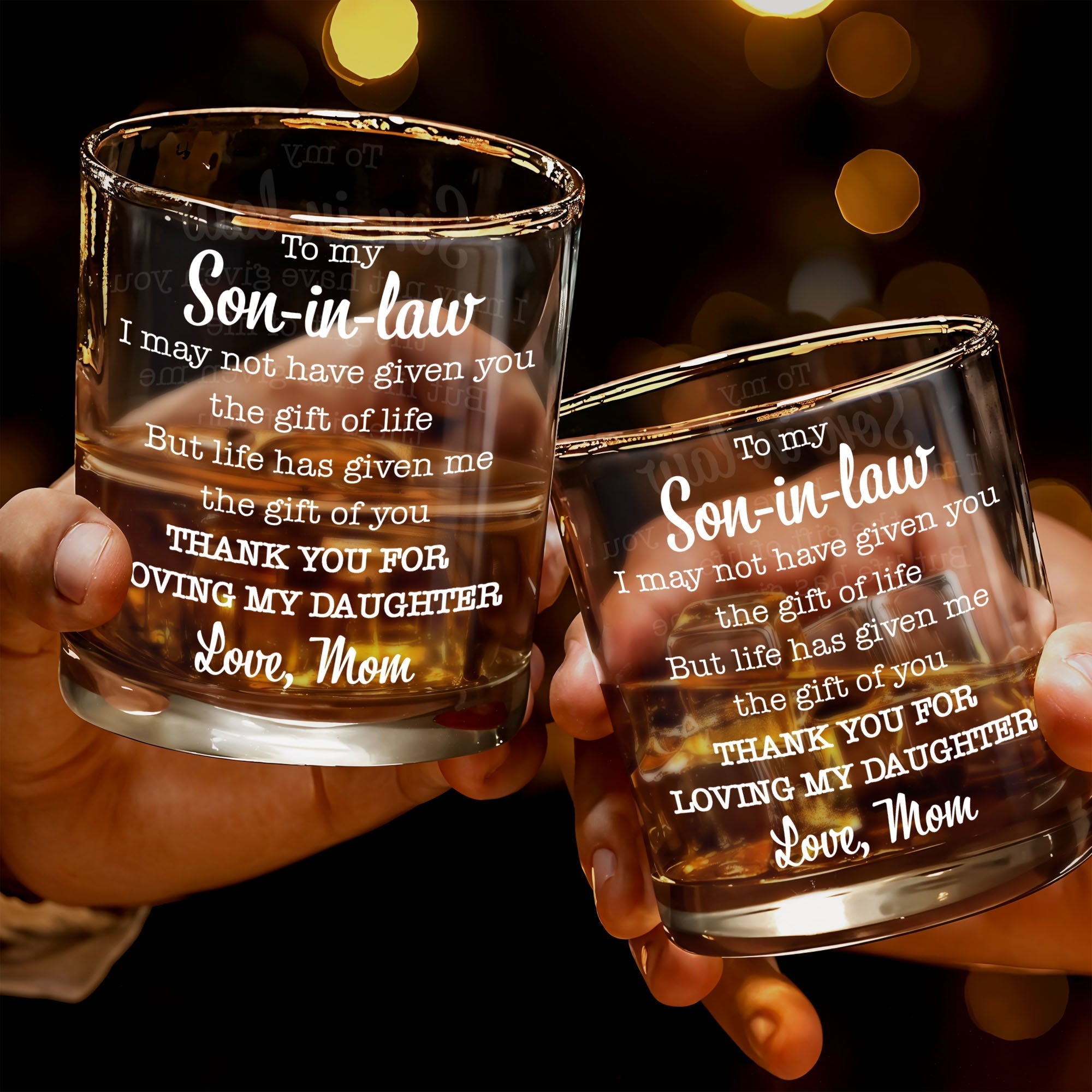 Personalized Custom Whiskey Glass Gift for Son-in-Law - 8oz & 11oz