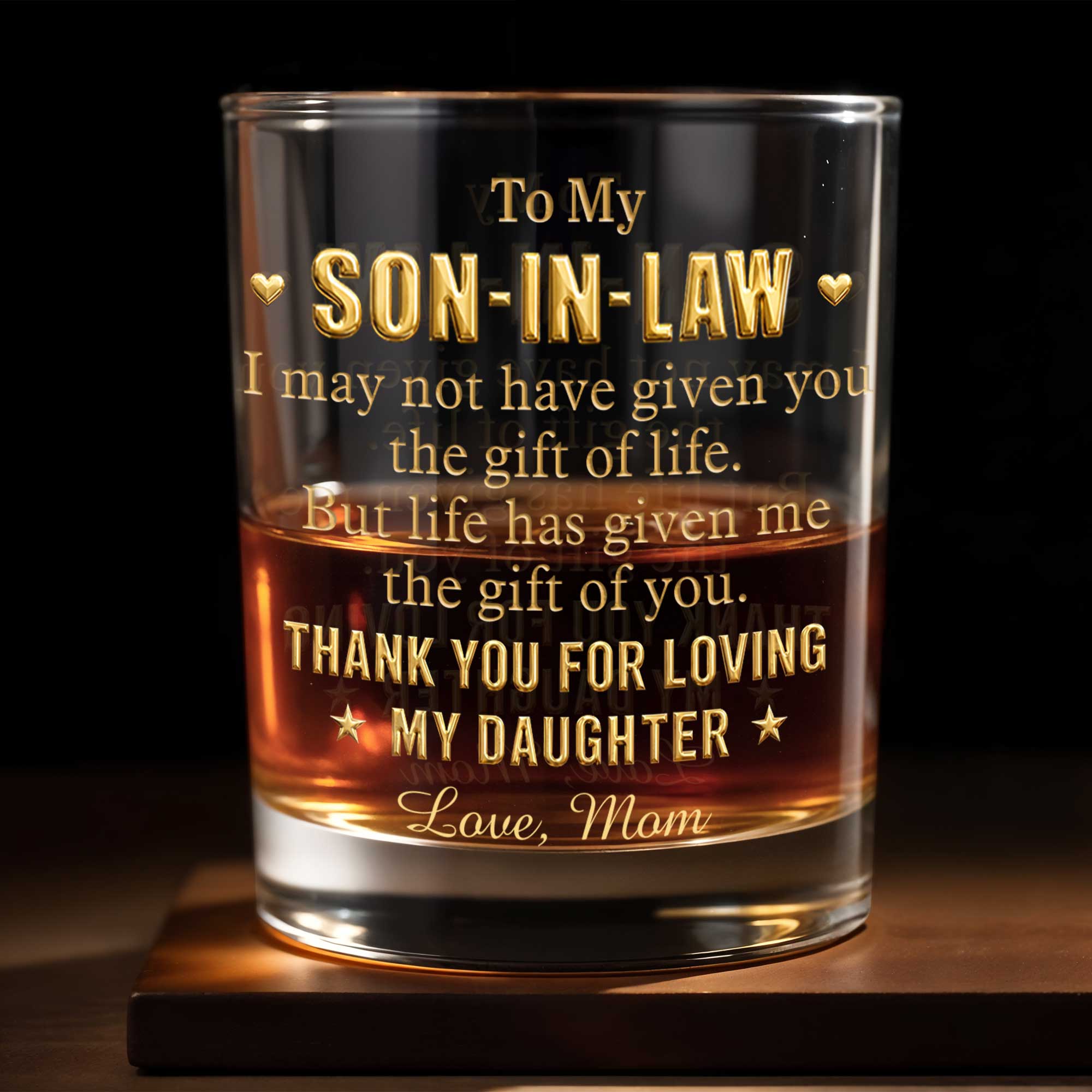 Personalized Custom Whiskey Glass Thank You Gift for Son-In-Law
