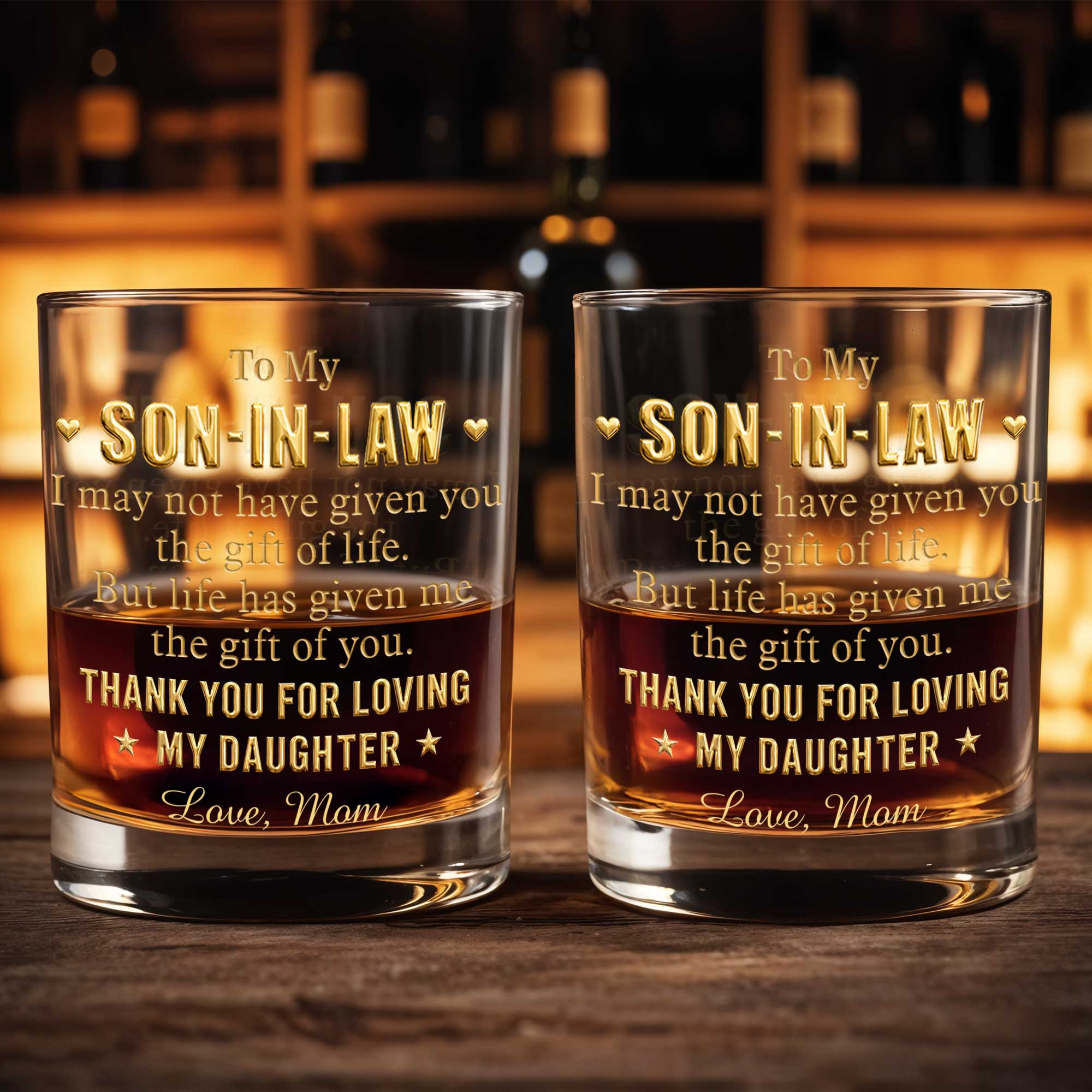 Personalized Custom Whiskey Glass Thank You Gift for Son-In-Law