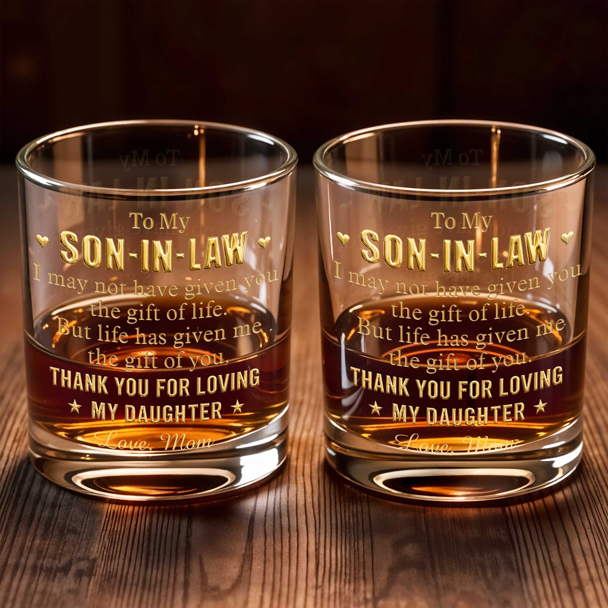 Personalized Custom Whiskey Glass Thank You Gift for Son-In-Law