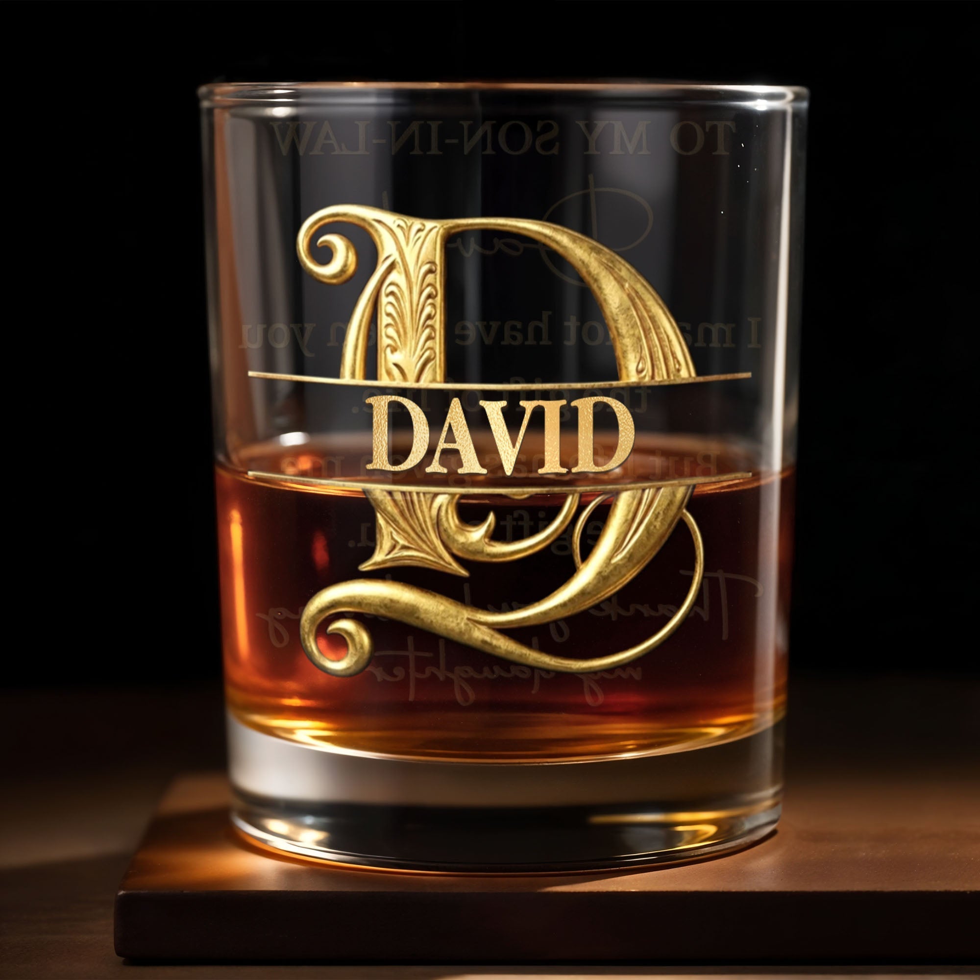 Personalized Custom Whiskey Glass Monogram Gift for Son-in-Law