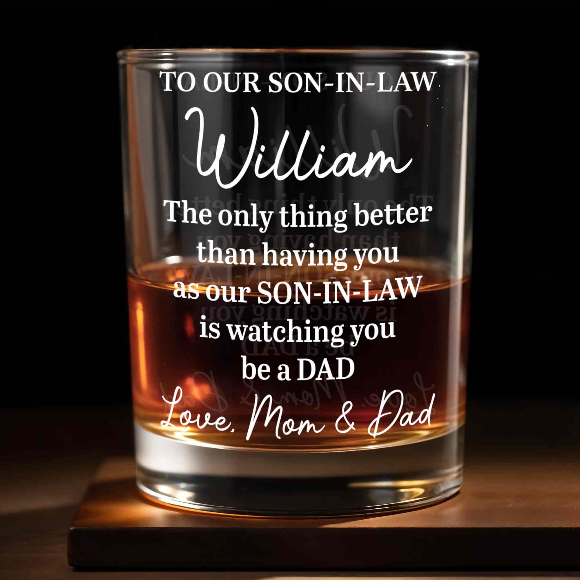 Personalized Engraved Whiskey Glass Gift for Son-in-Law