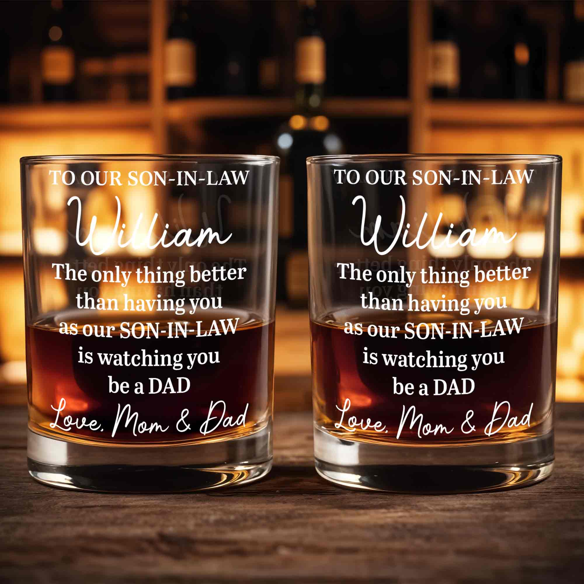 Personalized Engraved Whiskey Glass Gift for Son-in-Law