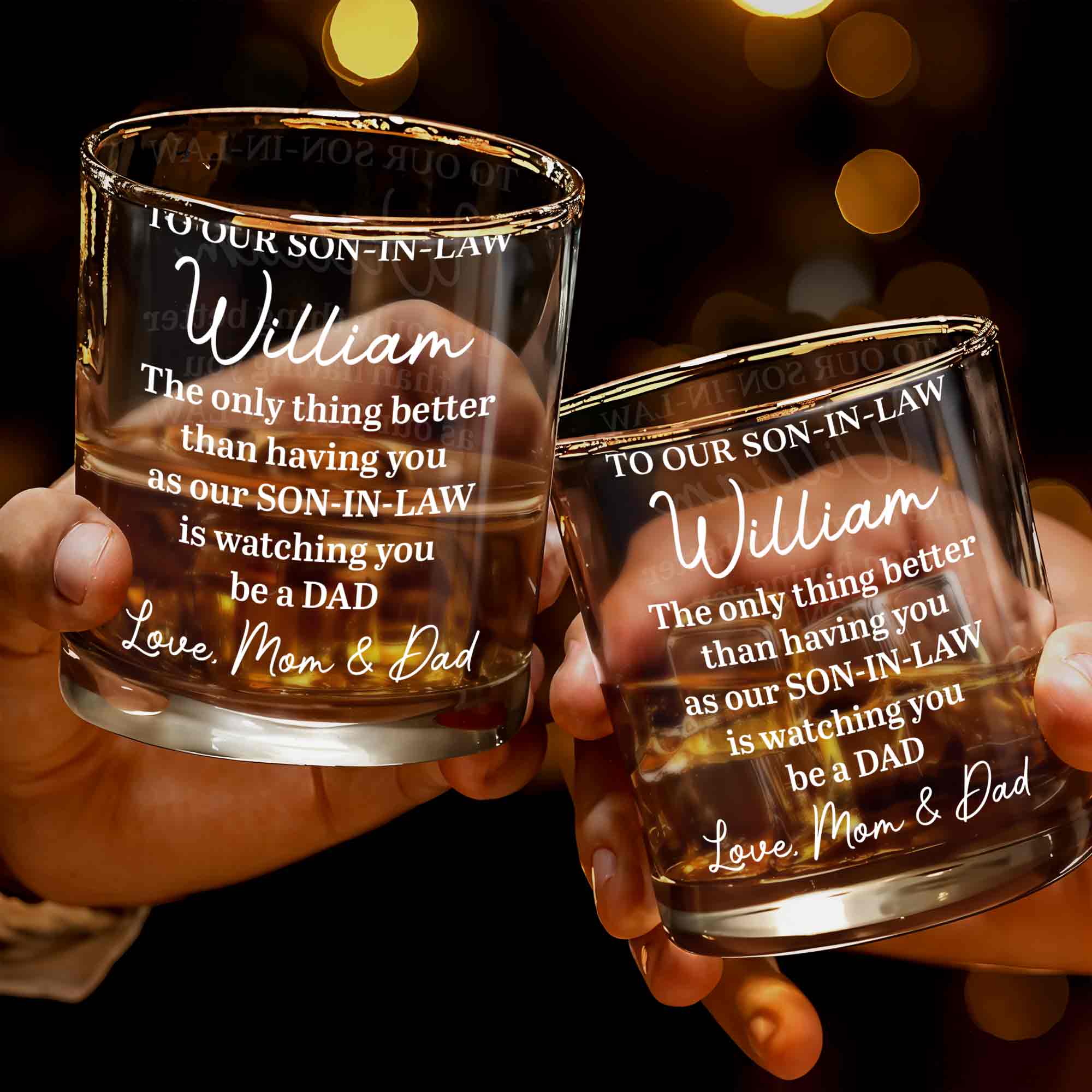 Personalized Engraved Whiskey Glass Gift for Son-in-Law