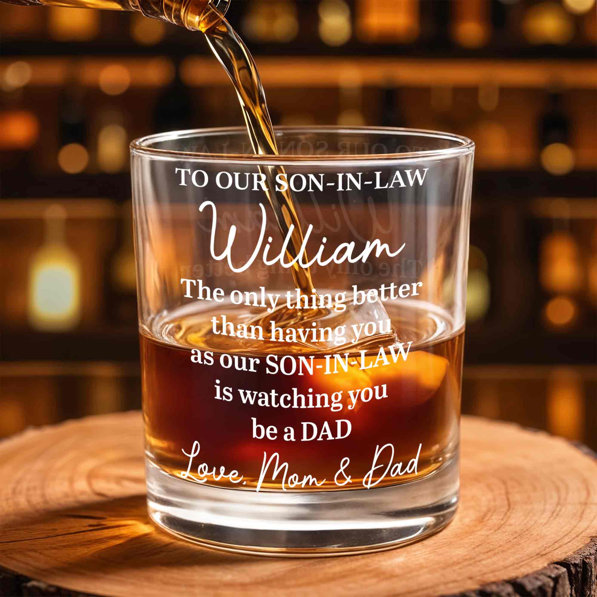 Personalized Engraved Whiskey Glass Gift for Son-in-Law