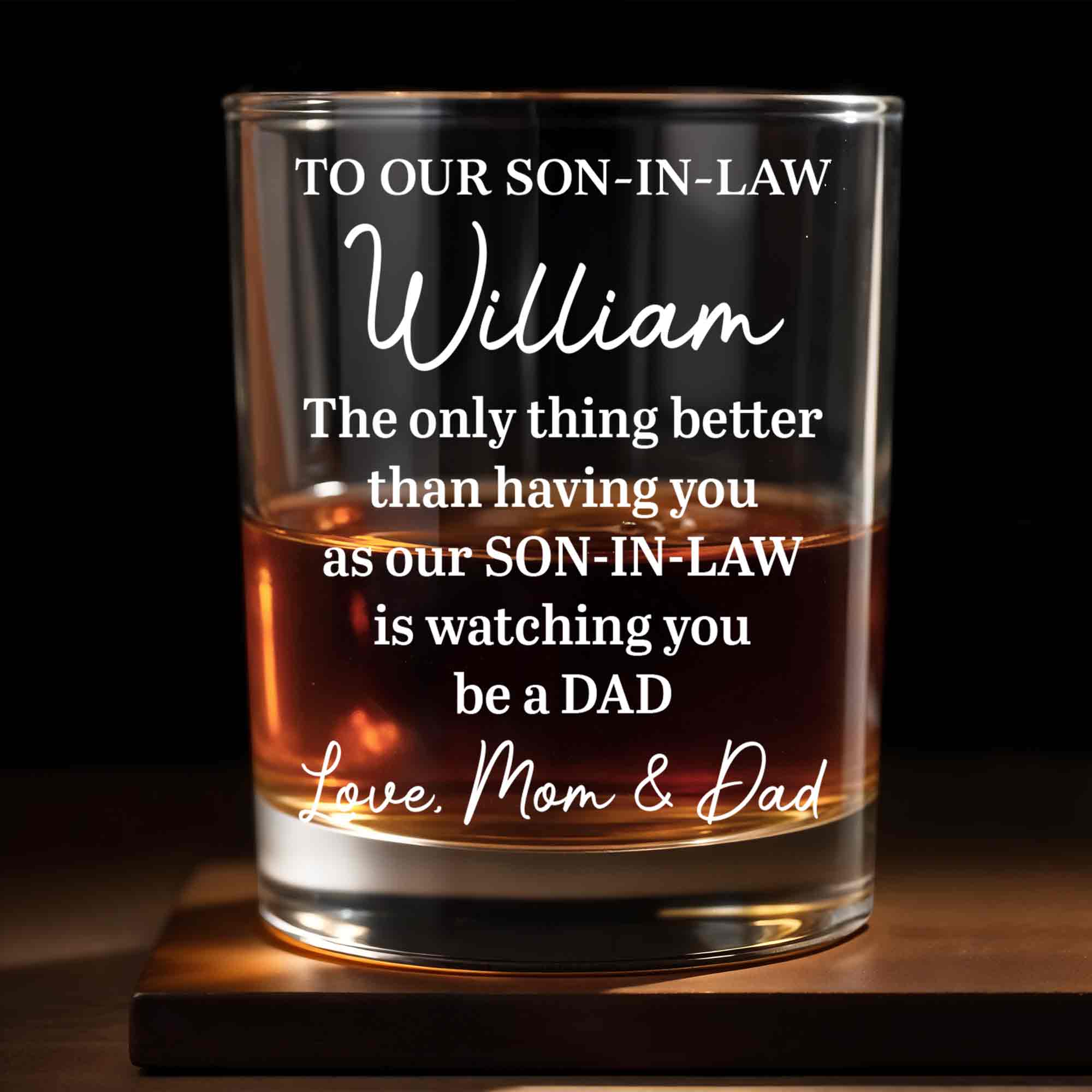 Personalized Engraved Whiskey Glass Gift for Son-in-Law