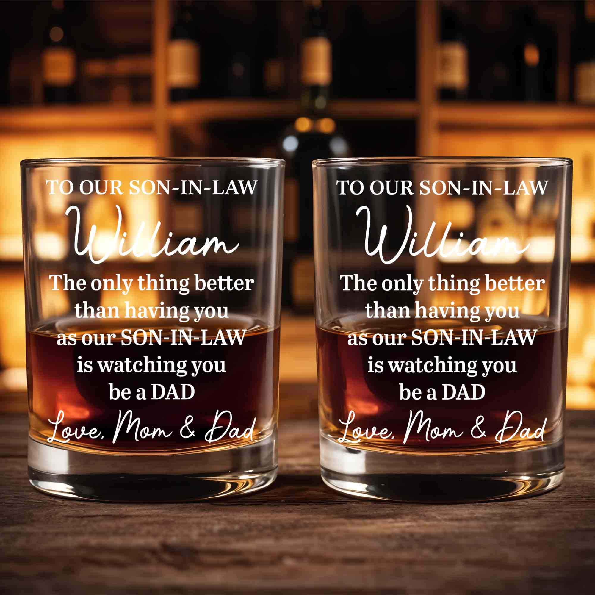 Personalized Engraved Whiskey Glass Gift for Son-in-Law