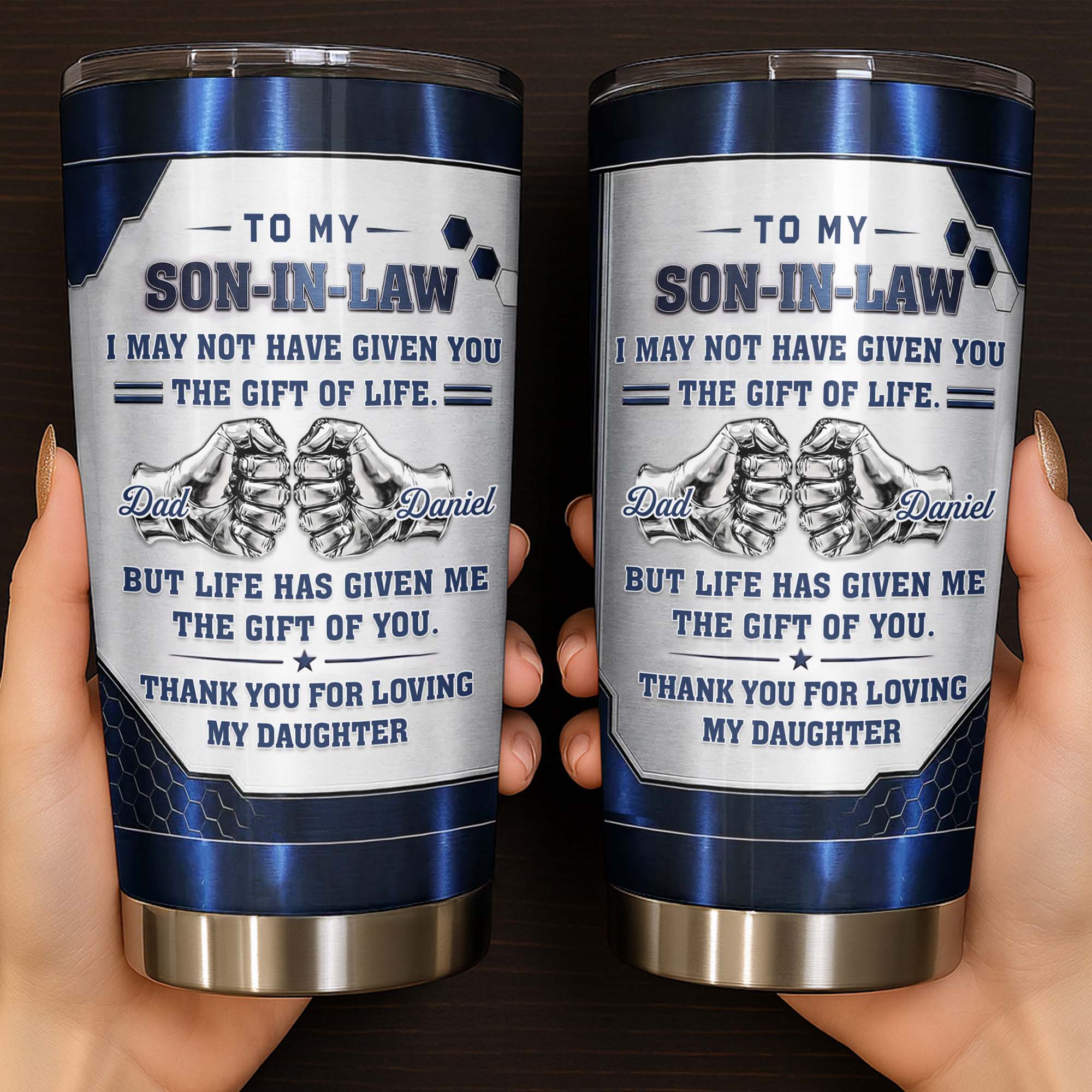 Personalized 20oz Stainless Steel Tumbler Custom Gift for Son-in-Law