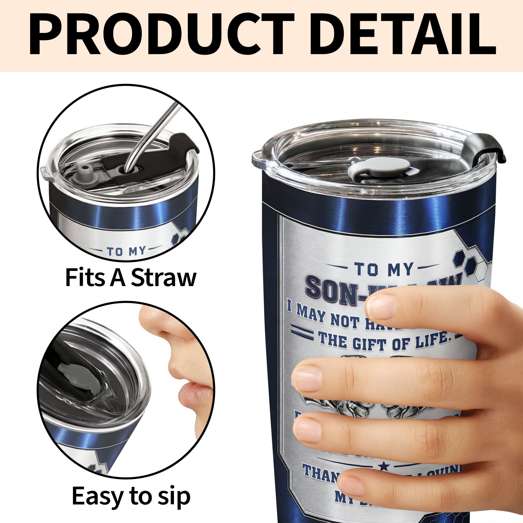 Personalized 20oz Stainless Steel Tumbler Custom Gift for Son-in-Law