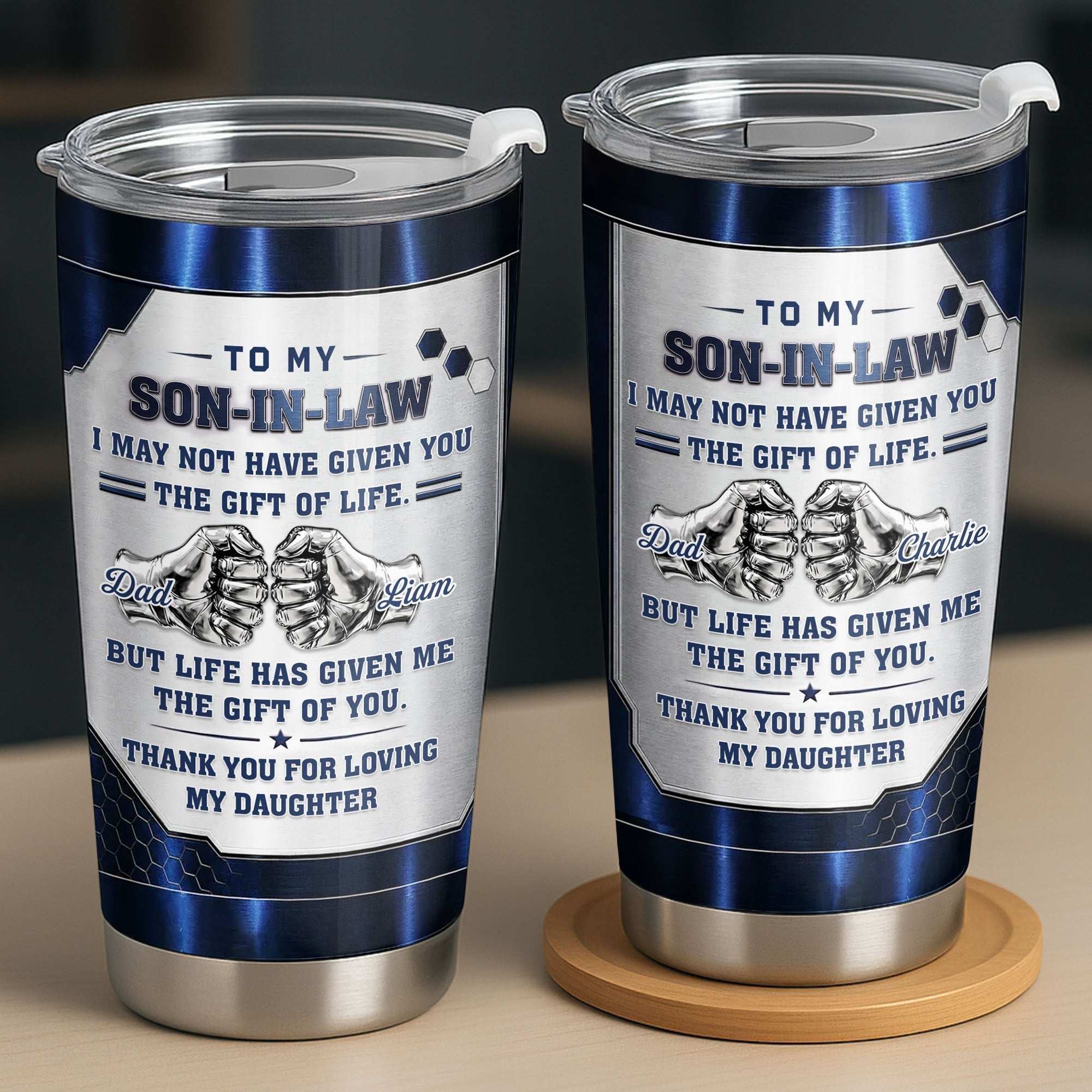 Personalized 20oz Stainless Steel Tumbler Custom Gift for Son-in-Law