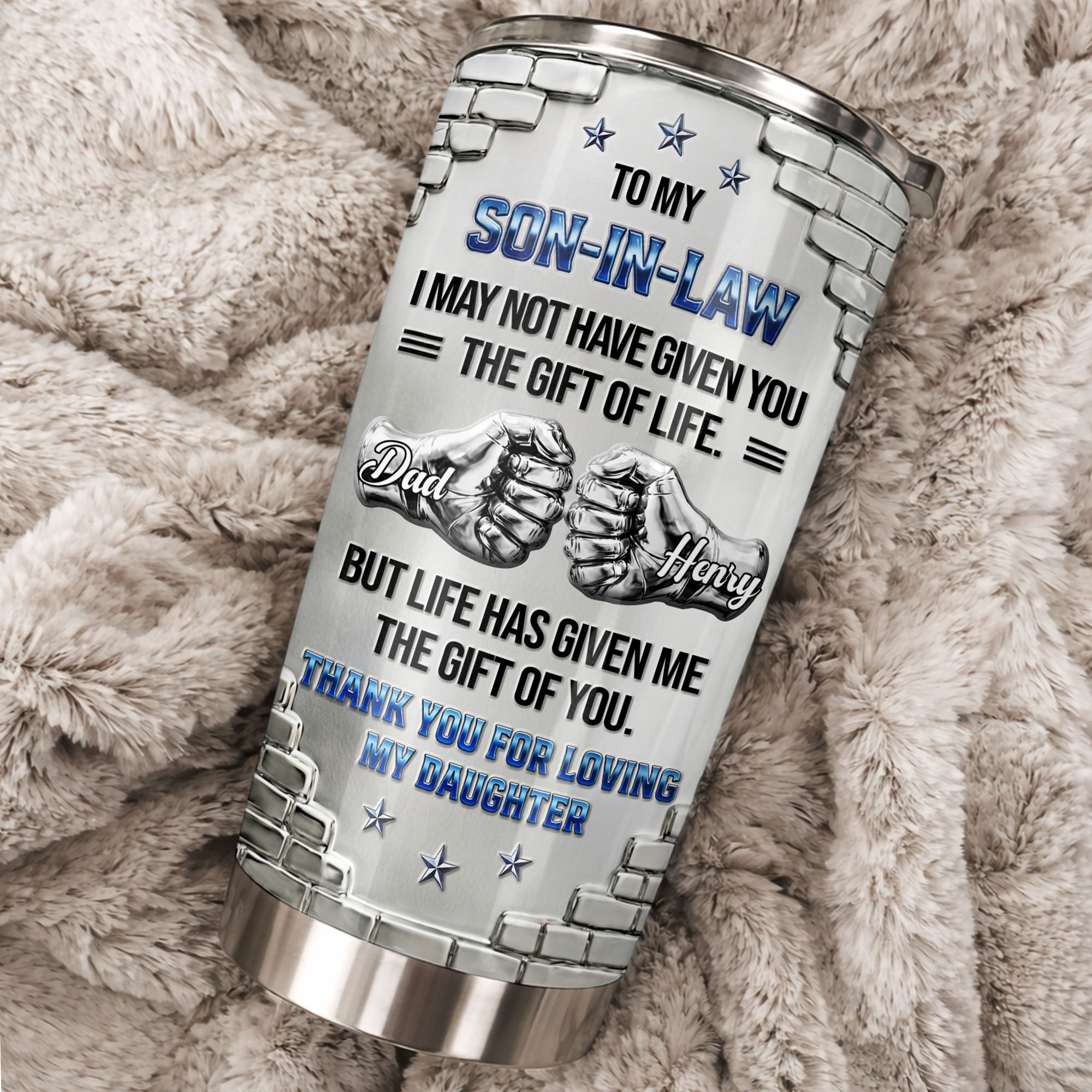 Personalized Stainless Steel Tumbler Custom Gift for Son-in-Law