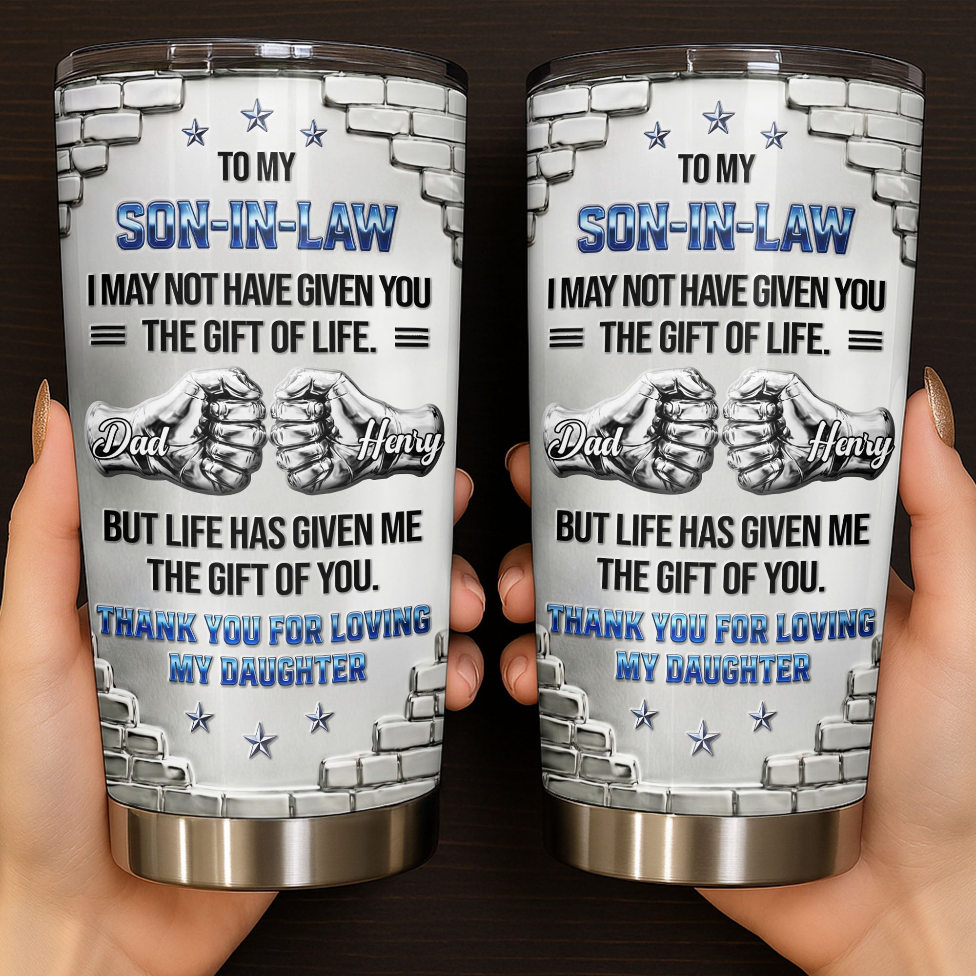 Personalized Stainless Steel Tumbler Custom Gift for Son-in-Law