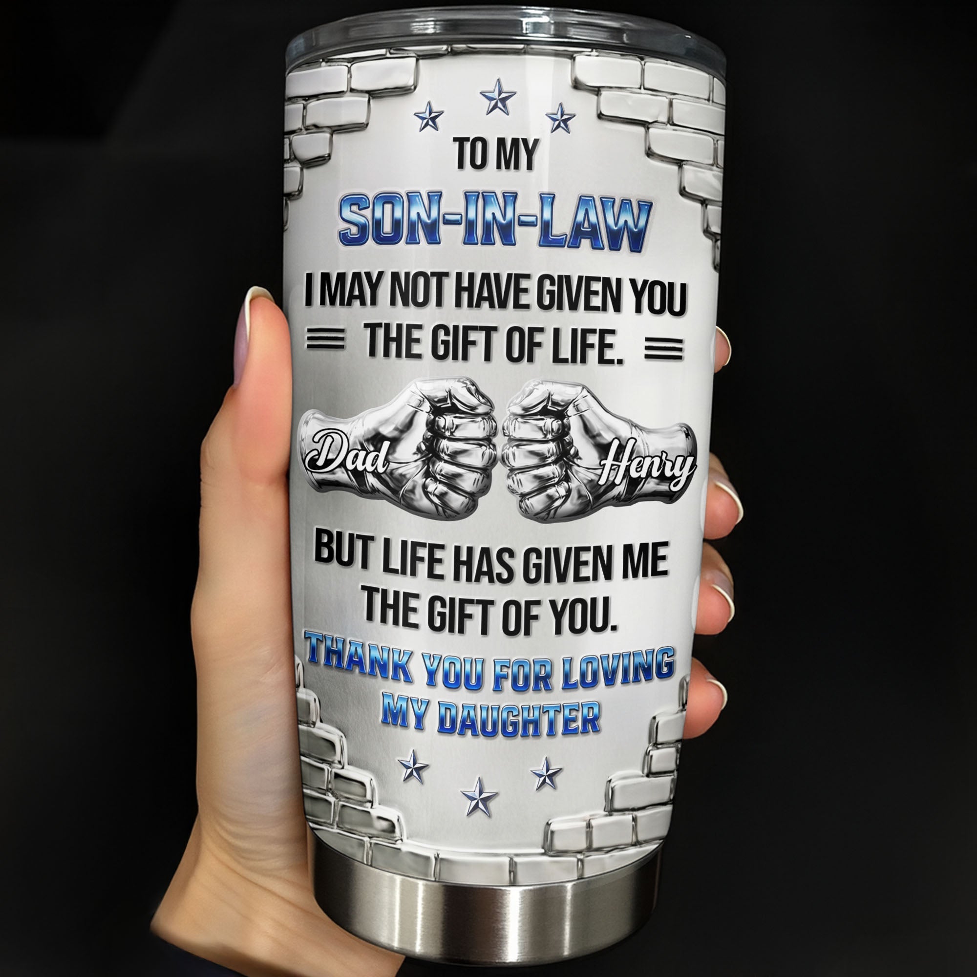 Personalized Stainless Steel Tumbler Custom Gift for Son-in-Law