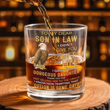 Load image into Gallery viewer, Personalized Custom Whiskey Glass Gift for Son-in-Law Eagle Design
