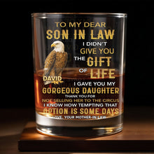 Load image into Gallery viewer, Personalized Custom Whiskey Glass Gift for Son-in-Law Eagle Design
