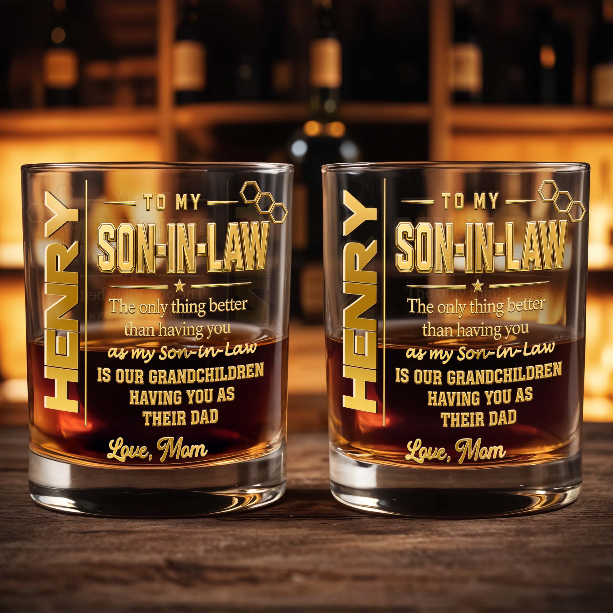 Personalized Custom Whiskey Glass Gift for Son-in-Law