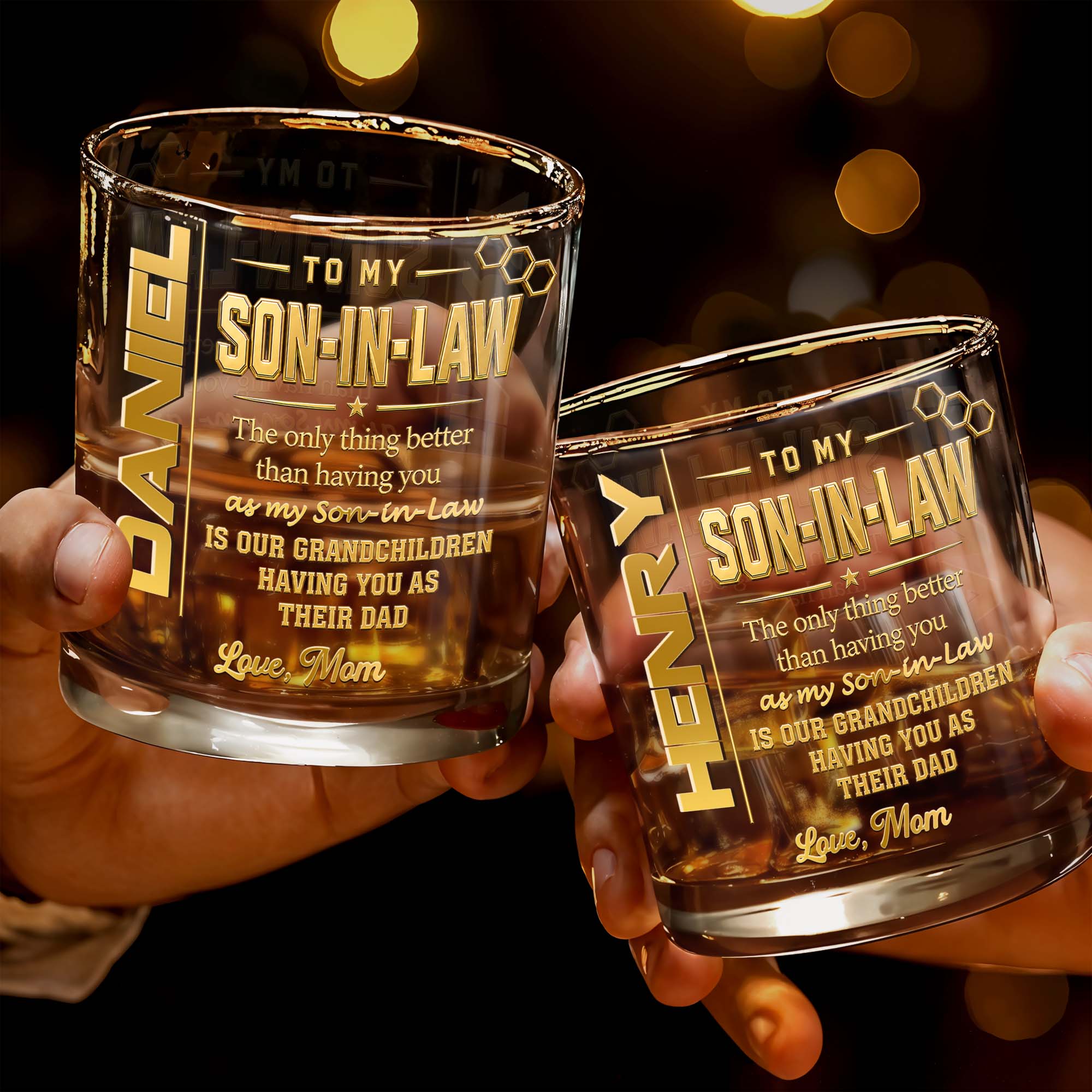 Personalized Custom Whiskey Glass Gift for Son-in-Law