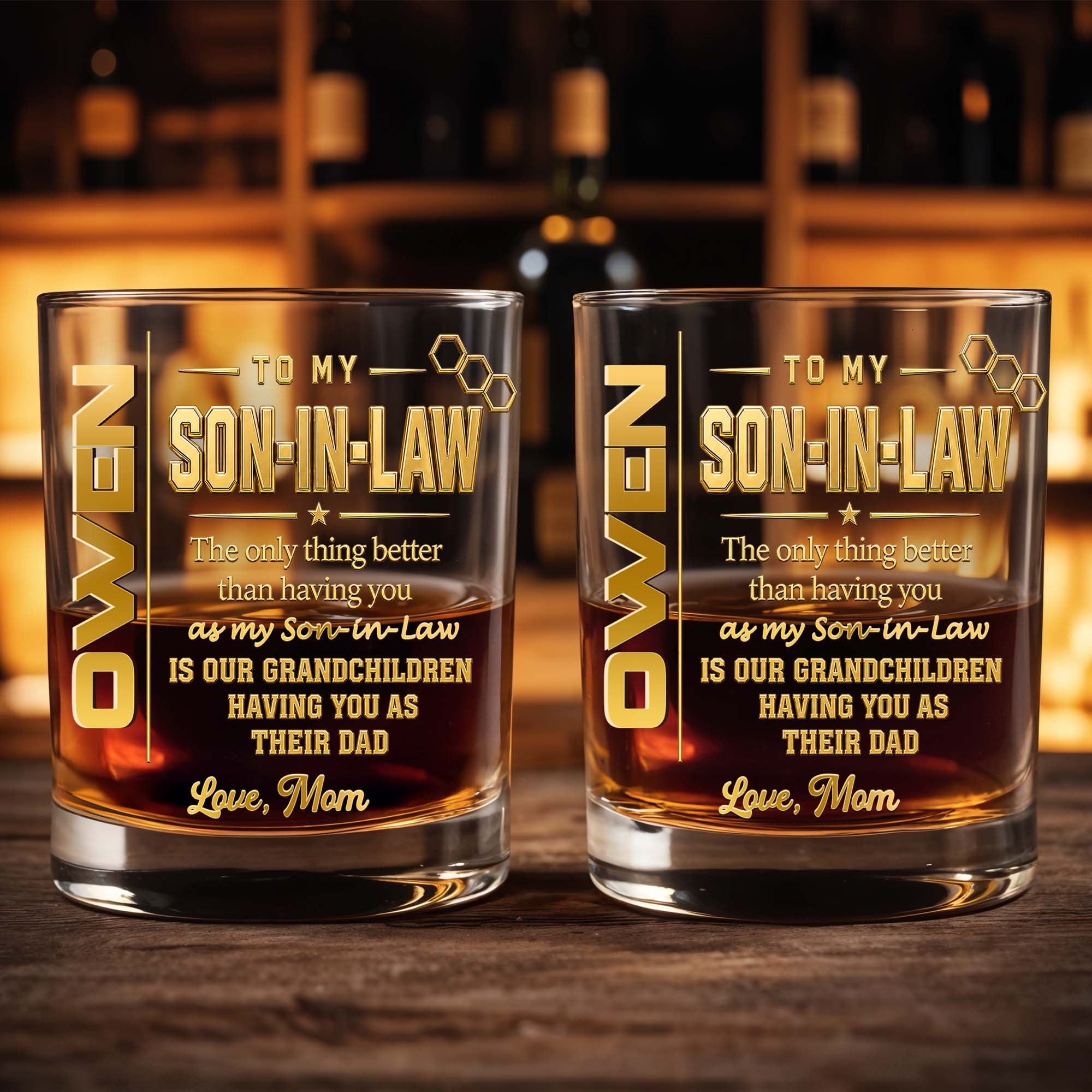 Personalized Custom Whiskey Glass Gift for Son-in-Law
