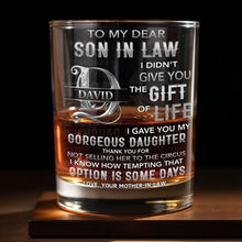 Load image into Gallery viewer, Personalized Custom Whiskey Glass Monogram Gift for Son-in-Law
