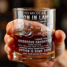 Load image into Gallery viewer, Personalized Custom Whiskey Glass Monogram Gift for Son-in-Law
