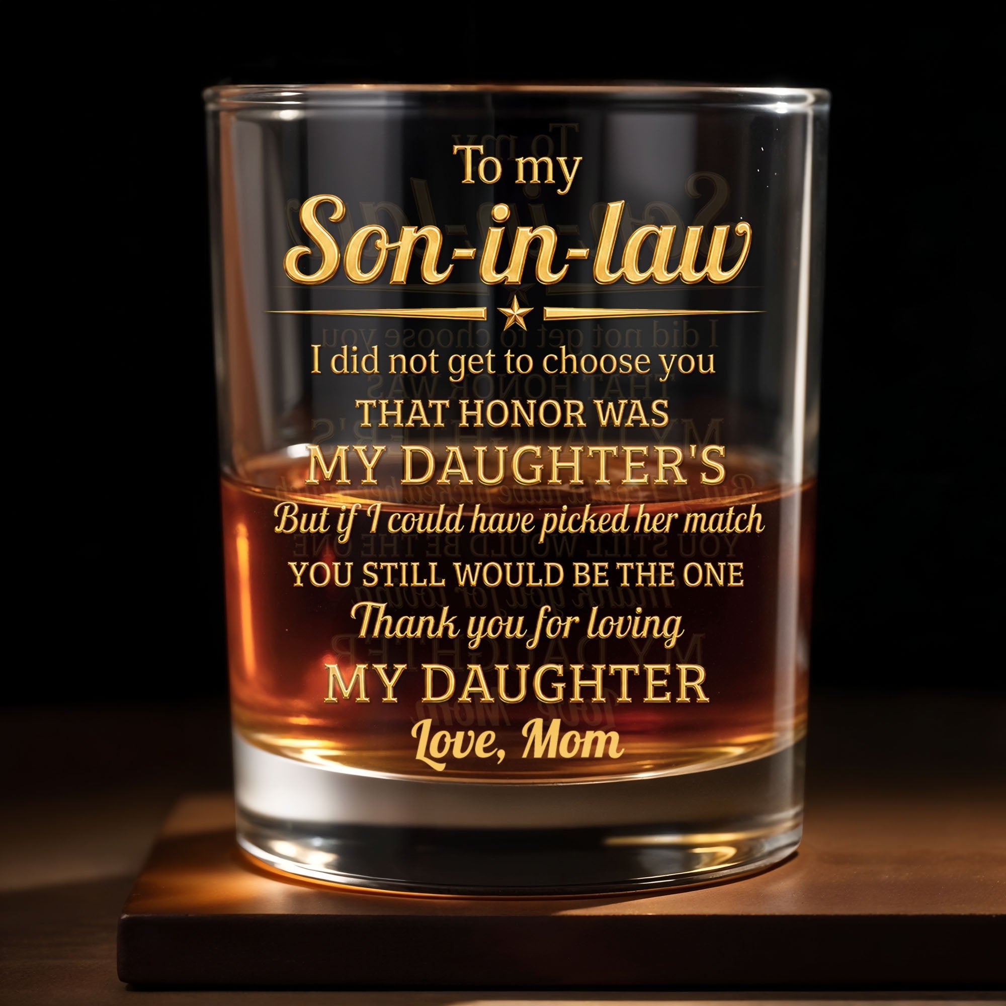 Personalized Custom Whiskey Glass Gift for Son-in-Law