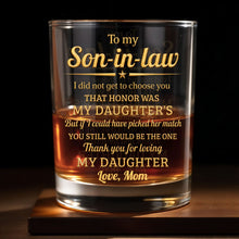 Load image into Gallery viewer, Personalized Custom Whiskey Glass Gift for Son-in-Law
