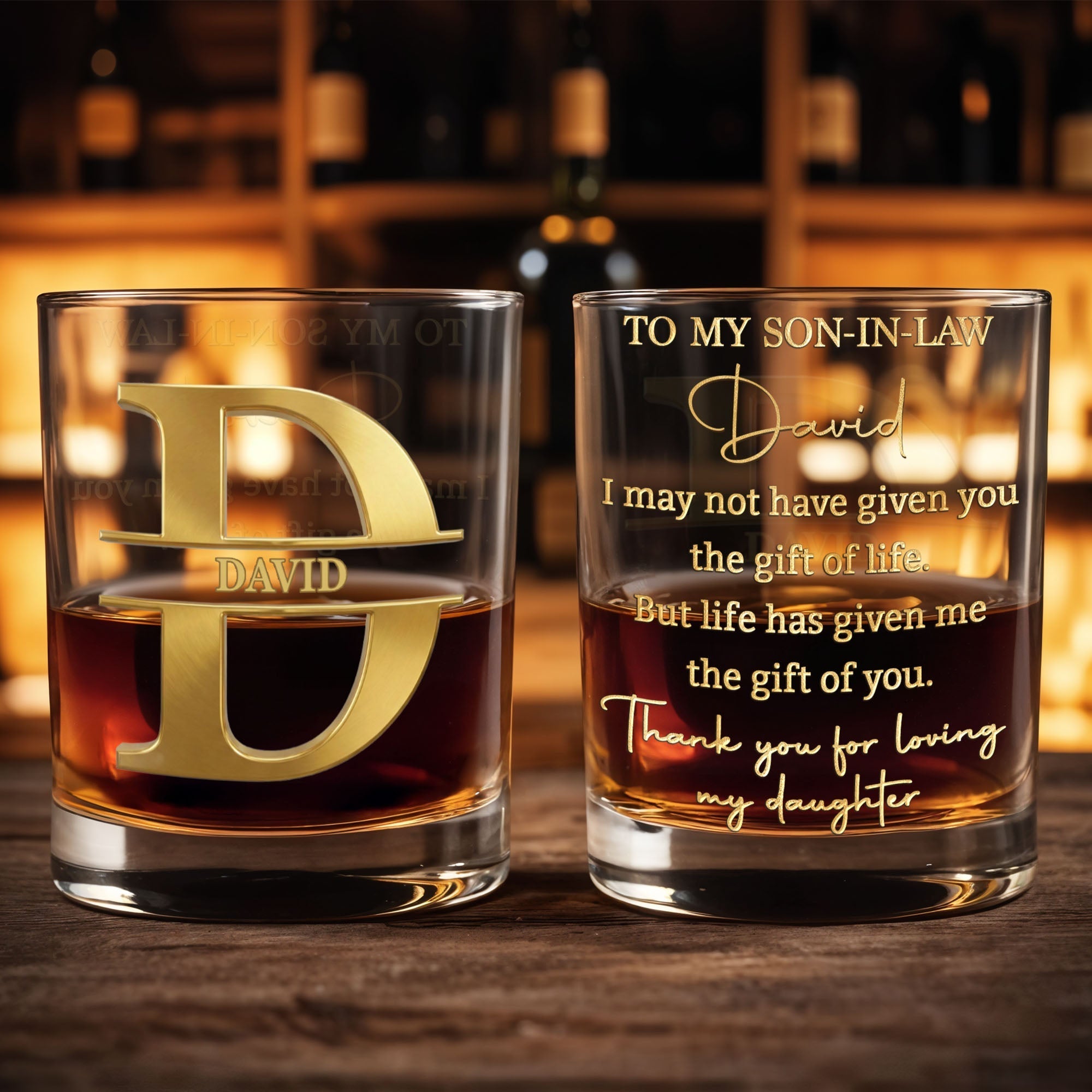 Personalized Custom Whiskey Glass Gift for Son-in-Law