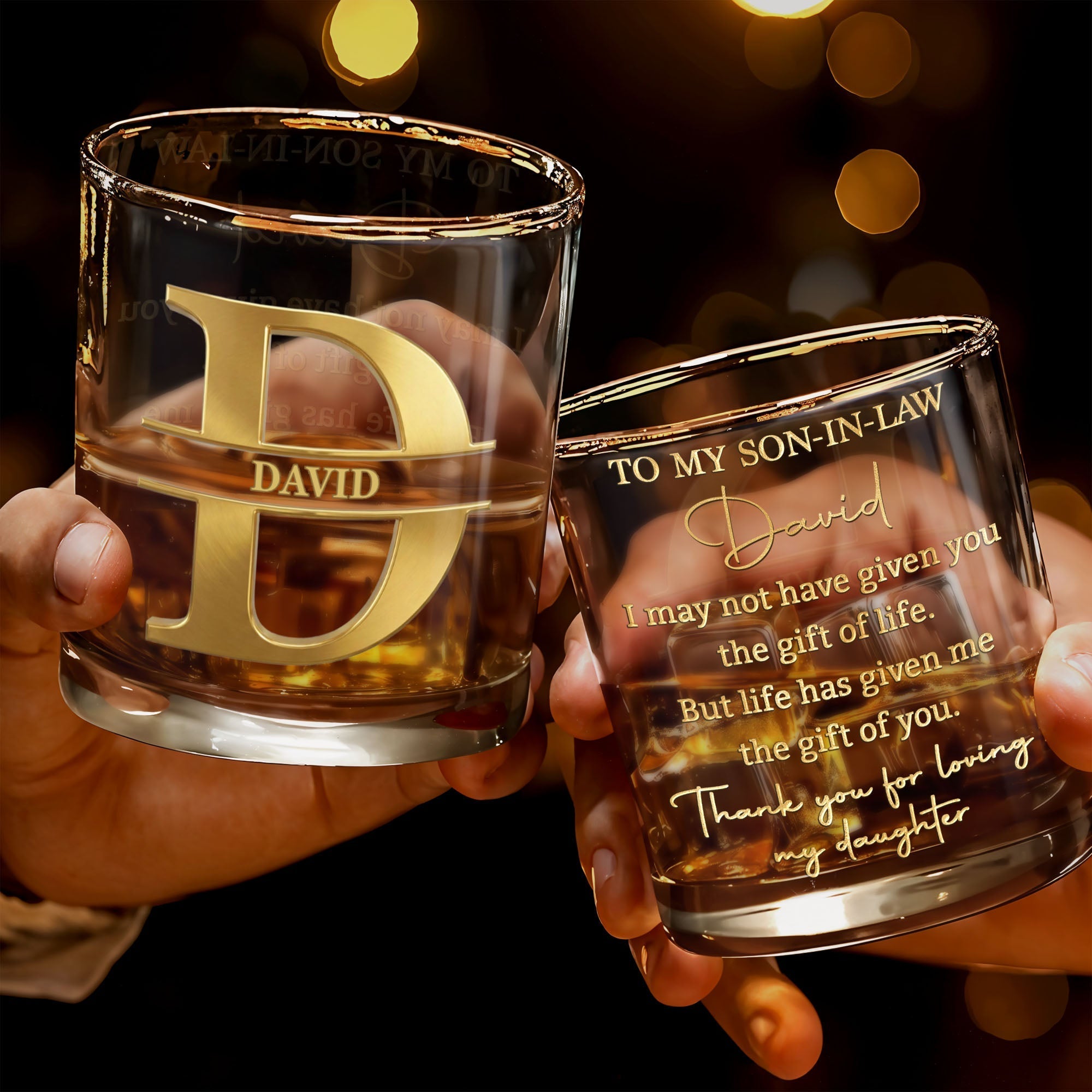 Personalized Custom Whiskey Glass Gift for Son-in-Law