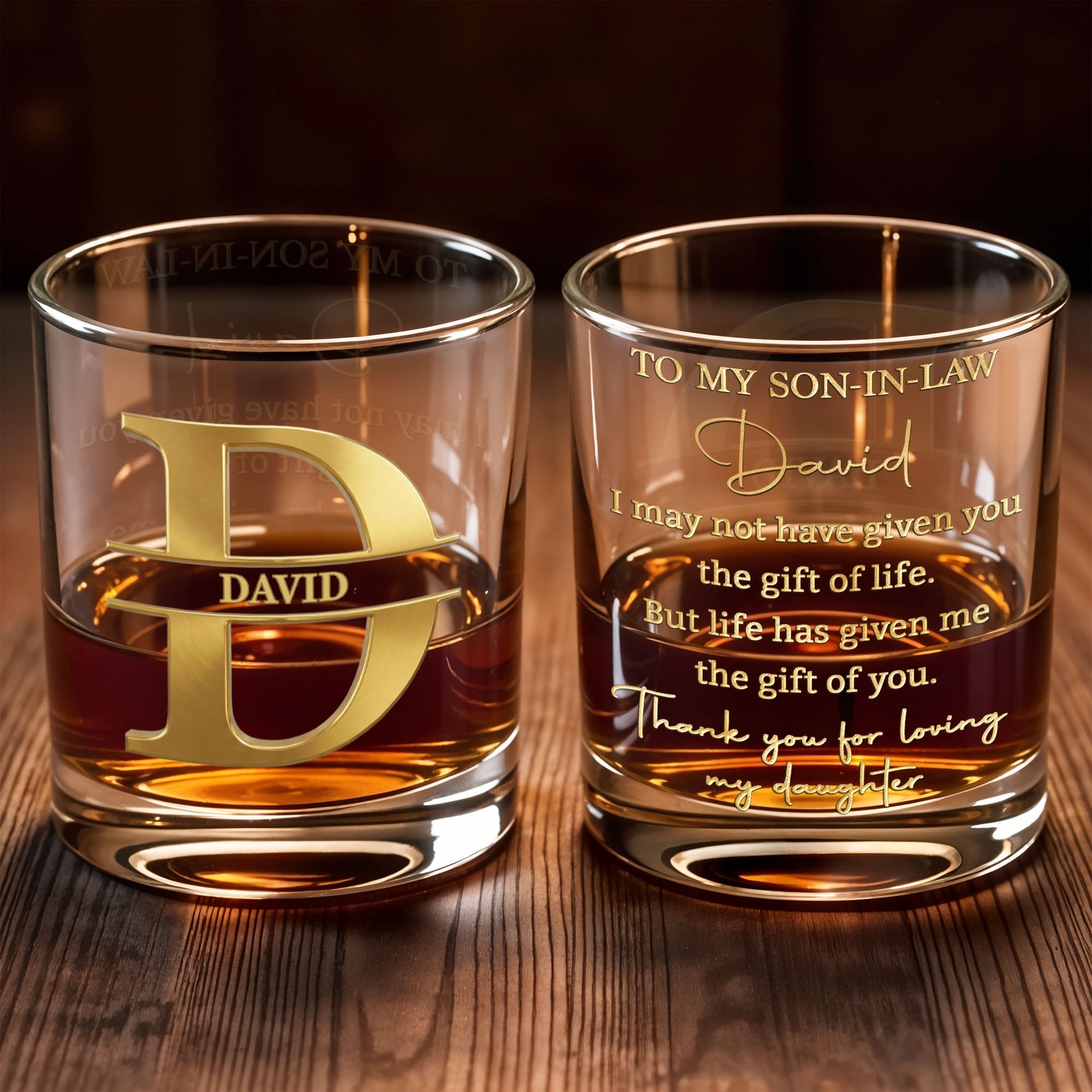 Personalized Custom Whiskey Glass Gift for Son-in-Law